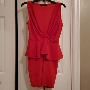 Bold red peplum cocktail dress